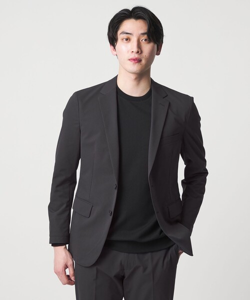 A DAY IN THE LIFE UNITED ARROWS(アデイインザライフユナイテッドアローズ)の「ドビー クロス 2ボタン ジャケット-セットアップ対応・ウォッシャブル-<A DAY IN THE LIFE>(テーラードジャケット・メンズ・ブラック/ダークグレー・M/L/S/XL)」の1枚目の写真