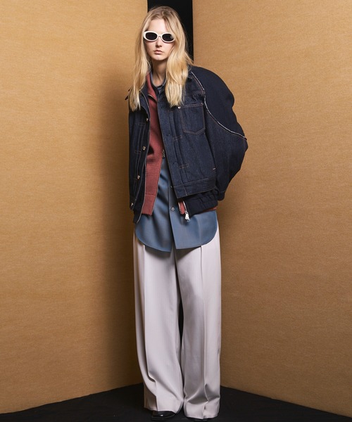 MAISON SPECIAL(メゾンスペシャル)の「《UNISEX》Frieren StripePrime-Wide Two-tuck Trousers/フリーレンストライププライムワイド2タックスラックス【MAISON SPECIAL/メゾンスペシャル】■セットアップ対応■(スラックス・メンズ・ネイビー/グレイッシュベージュ/ブラック・2/1/0)」の11枚目の写真