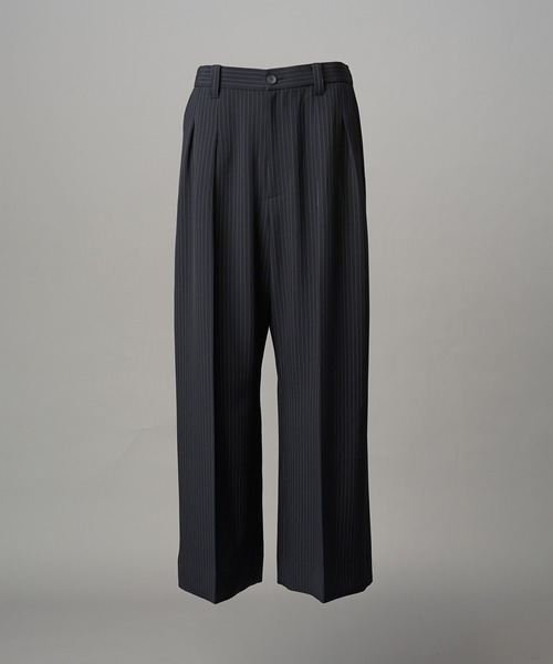 MAISON SPECIAL(メゾンスペシャル)の「《UNISEX》Frieren StripePrime-Wide Two-tuck Trousers/フリーレンストライププライムワイド2タックスラックス【MAISON SPECIAL/メゾンスペシャル】■セットアップ対応■(スラックス・メンズ・ネイビー/グレイッシュベージュ/ブラック・2/1/0)」の7枚目の写真
