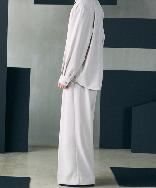 MAISON SPECIAL(メゾンスペシャル)の「《UNISEX》Frieren StripePrime-Wide Two-tuck Trousers/フリーレンストライププライムワイド2タックスラックス【MAISON SPECIAL/メゾンスペシャル】■セットアップ対応■(スラックス・メンズ・ネイビー/グレイッシュベージュ/ブラック・2/1/0)」の18枚目の写真