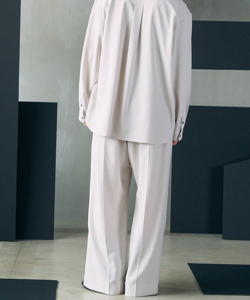 MAISON SPECIAL(メゾンスペシャル)の「《UNISEX》Frieren StripePrime-Wide Two-tuck Trousers/フリーレンストライププライムワイド2タックスラックス【MAISON SPECIAL/メゾンスペシャル】■セットアップ対応■(スラックス・メンズ・ネイビー/グレイッシュベージュ/ブラック・2/1/0)」の17枚目の写真