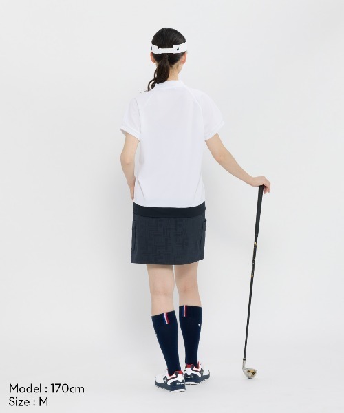 le coq sportif GOLF（ルコックスポルティフゴルフ）の「【ワイドシルエット】モックネック半袖シャツ（Tシャツ/カットソー・レディース・オレンジ/ネイビー/ホワイト・S/M/L/XL/3L）」の6枚目の写真