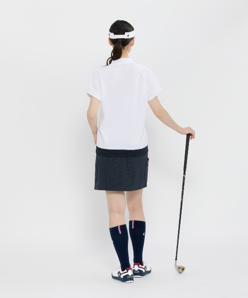 le coq sportif GOLF（ルコックスポルティフゴルフ）の「【ワイドシルエット】モックネック半袖シャツ（Tシャツ/カットソー・レディース・オレンジ/ネイビー/ホワイト・S/M/L/XL/3L）」の8枚目の写真