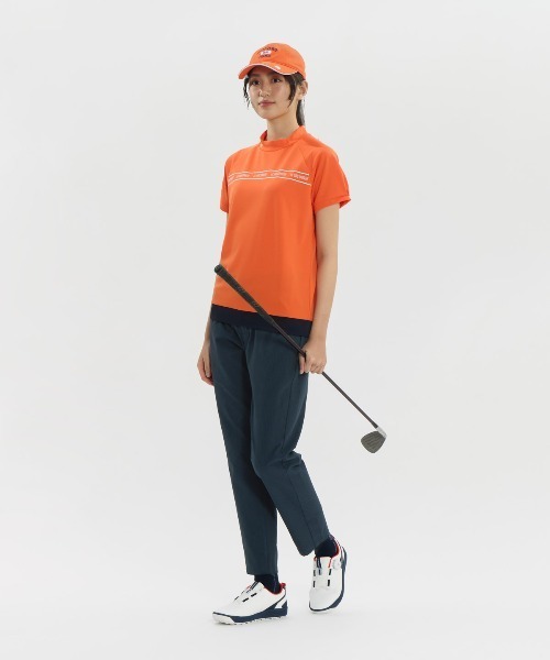 le coq sportif GOLF（ルコックスポルティフゴルフ）の「【ワイドシルエット】モックネック半袖シャツ（Tシャツ/カットソー・レディース・オレンジ/ネイビー/ホワイト・S/M/L/XL/3L）」の20枚目の写真