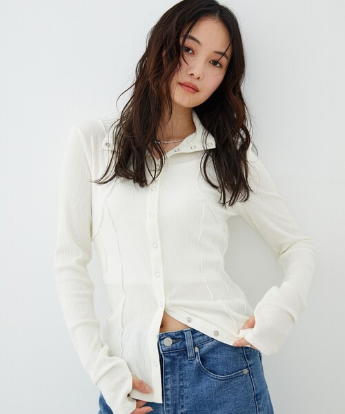 UNITED TOKYO(ユナイテッドトウキョウ)の「【新作】3WAYシルクベアテレコプルオーバー|ウォッシャブル/オフィスカジュアル/細見え/春服(Tシャツ/カットソー・レディース・アイボリー/ライム/ブラック・FREE)」の1枚目の写真