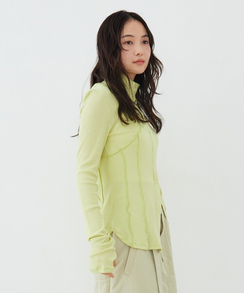 UNITED TOKYO(ユナイテッドトウキョウ)の「【新作】3WAYシルクベアテレコプルオーバー|ウォッシャブル/オフィスカジュアル/細見え/春服(Tシャツ/カットソー・レディース・アイボリー/ライム/ブラック・FREE)」の20枚目の写真