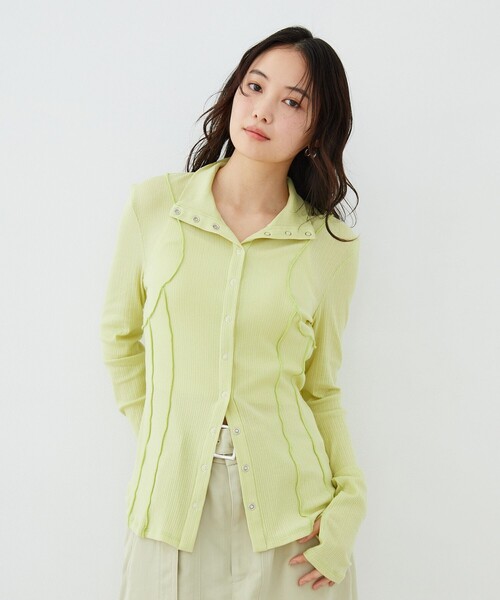 UNITED TOKYO(ユナイテッドトウキョウ)の「【新作】3WAYシルクベアテレコプルオーバー|ウォッシャブル/オフィスカジュアル/細見え/春服(Tシャツ/カットソー・レディース・アイボリー/ライム/ブラック・FREE)」の22枚目の写真