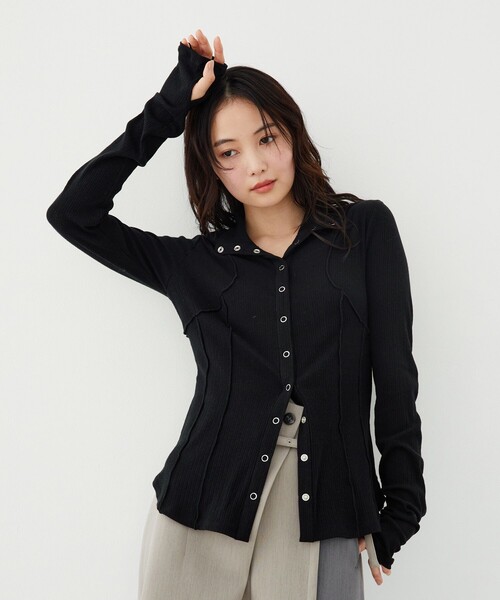 UNITED TOKYO(ユナイテッドトウキョウ)の「【新作】3WAYシルクベアテレコプルオーバー|ウォッシャブル/オフィスカジュアル/細見え/春服(Tシャツ/カットソー・レディース・アイボリー/ライム/ブラック・FREE)」の9枚目の写真