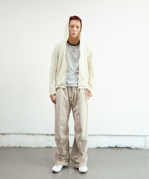 NVRFRGT(ネヴァーフォーゲット)の「SEMI SHEER FULL ZIP UP HOODIE(パーカー・メンズ・アイボリー/ブラック・1/2/3)」の8枚目の写真