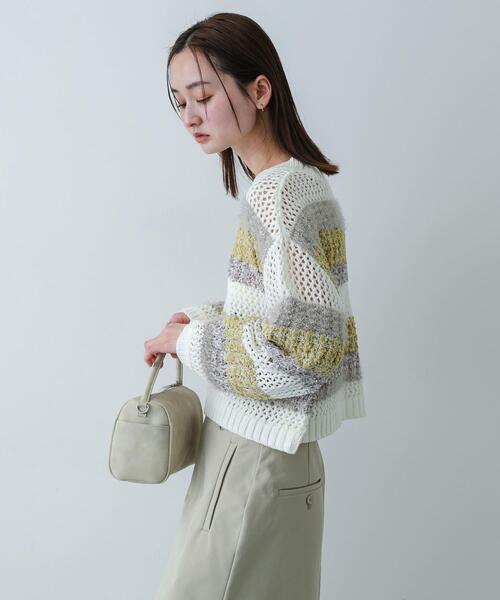 SENSE OF PLACE by URBAN RESEARCH（センスオブプレイスバイアーバンリサーチ）の「『洗濯可』ミックスヤーンワイドボーダーニット（ニット/セーター・レディース・ブラック系その他/ホワイト系その他/グレー系その他・ONE）」の8枚目の写真