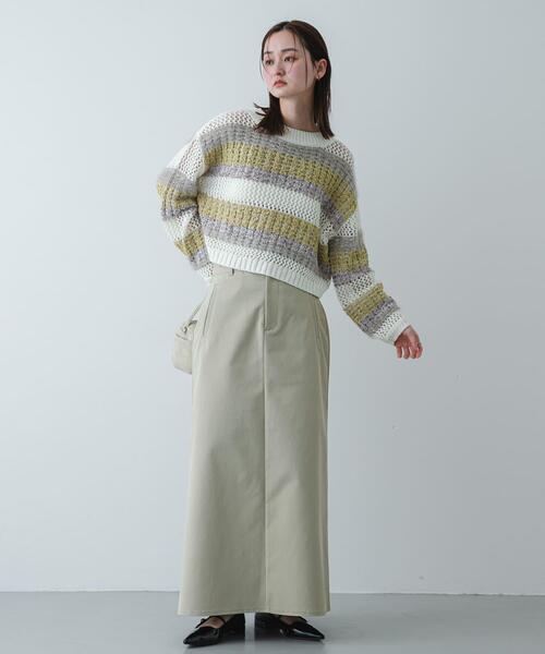 SENSE OF PLACE by URBAN RESEARCH（センスオブプレイスバイアーバンリサーチ）の「『洗濯可』ミックスヤーンワイドボーダーニット（ニット/セーター・レディース・ブラック系その他/ホワイト系その他/グレー系その他・ONE）」の10枚目の写真