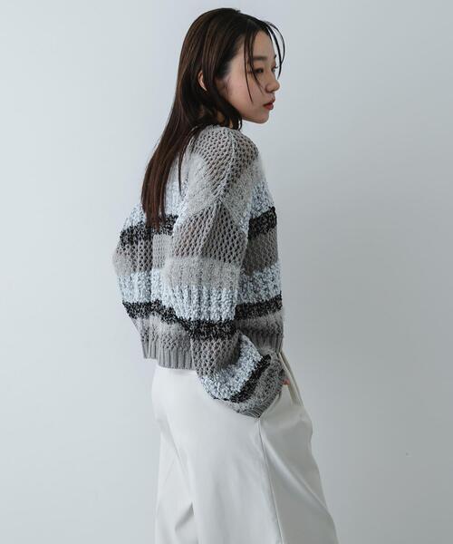 SENSE OF PLACE by URBAN RESEARCH（センスオブプレイスバイアーバンリサーチ）の「『洗濯可』ミックスヤーンワイドボーダーニット（ニット/セーター・レディース・ブラック系その他/ホワイト系その他/グレー系その他・ONE）」の13枚目の写真