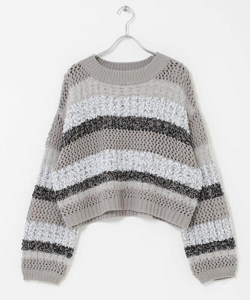 SENSE OF PLACE by URBAN RESEARCH（センスオブプレイスバイアーバンリサーチ）の「『洗濯可』ミックスヤーンワイドボーダーニット（ニット/セーター・レディース・ブラック系その他/ホワイト系その他/グレー系その他・ONE）」の14枚目の写真