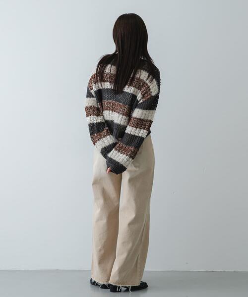 SENSE OF PLACE by URBAN RESEARCH（センスオブプレイスバイアーバンリサーチ）の「『洗濯可』ミックスヤーンワイドボーダーニット（ニット/セーター・レディース・ブラック系その他/ホワイト系その他/グレー系その他・ONE）」の19枚目の写真
