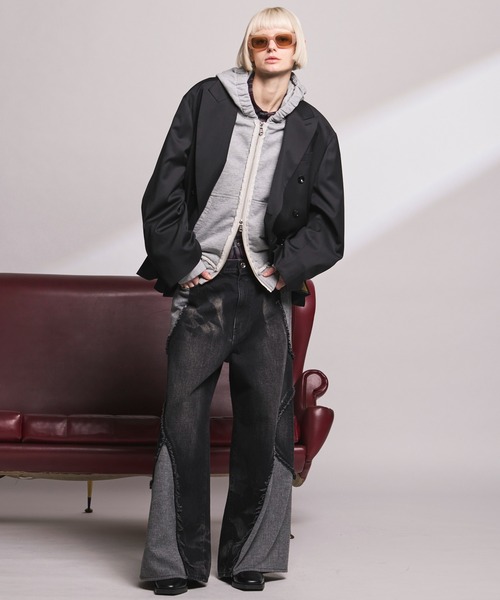 MAISON SPECIAL（メゾンスペシャル）の「《UNISEX》【Loro Piana】Prime-Over Double-breasted Tailored Jacket/【ロロ・ピアーナ】プライムオーバーダブルテーラドジャケット【MAISON SPECIAL/メゾンスペシャル】■セットアップ対応■（テーラードジャケット・メンズ・ブラック・0/2/1）」の2枚目の写真