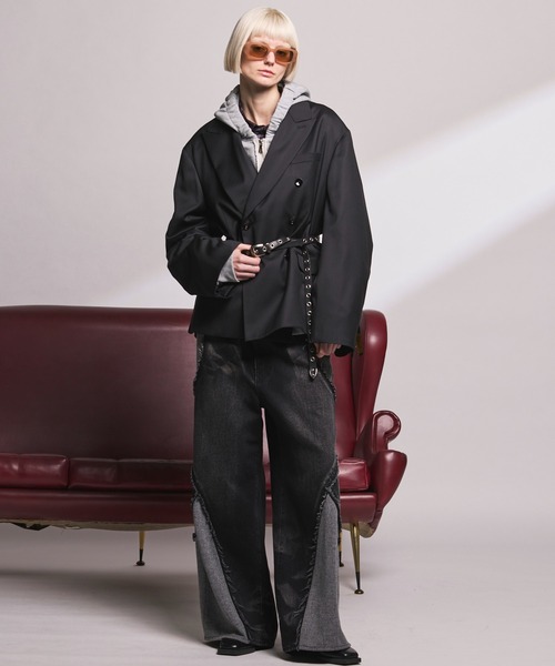 MAISON SPECIAL（メゾンスペシャル）の「《UNISEX》【Loro Piana】Prime-Over Double-breasted Tailored Jacket/【ロロ・ピアーナ】プライムオーバーダブルテーラドジャケット【MAISON SPECIAL/メゾンスペシャル】■セットアップ対応■（テーラードジャケット・メンズ・ブラック・0/2/1）」の3枚目の写真