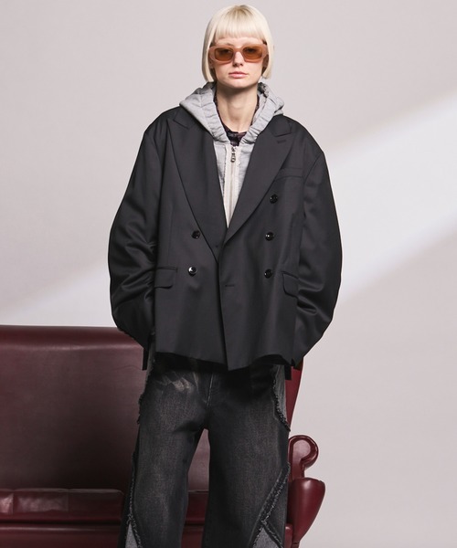 MAISON SPECIAL（メゾンスペシャル）の「《UNISEX》【Loro Piana】Prime-Over Double-breasted Tailored Jacket/【ロロ・ピアーナ】プライムオーバーダブルテーラドジャケット【MAISON SPECIAL/メゾンスペシャル】■セットアップ対応■（テーラードジャケット・メンズ・ブラック・0/2/1）」の4枚目の写真