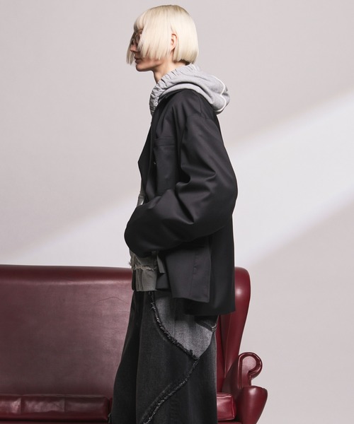 MAISON SPECIAL（メゾンスペシャル）の「《UNISEX》【Loro Piana】Prime-Over Double-breasted Tailored Jacket/【ロロ・ピアーナ】プライムオーバーダブルテーラドジャケット【MAISON SPECIAL/メゾンスペシャル】■セットアップ対応■（テーラードジャケット・メンズ・ブラック・0/2/1）」の5枚目の写真