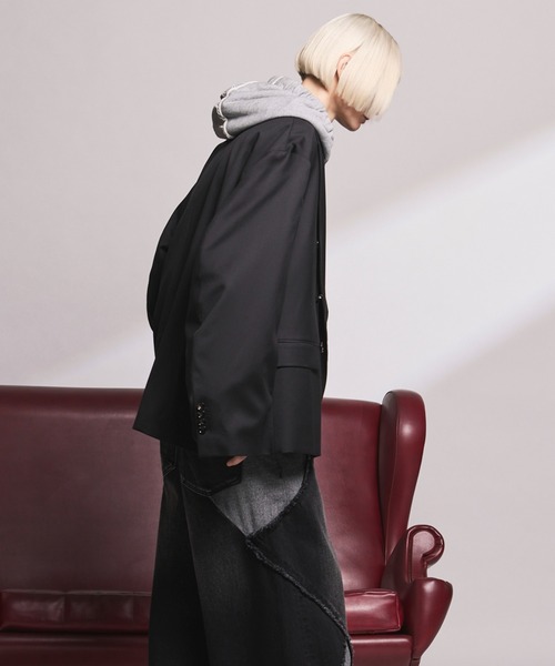 MAISON SPECIAL（メゾンスペシャル）の「《UNISEX》【Loro Piana】Prime-Over Double-breasted Tailored Jacket/【ロロ・ピアーナ】プライムオーバーダブルテーラドジャケット【MAISON SPECIAL/メゾンスペシャル】■セットアップ対応■（テーラードジャケット・メンズ・ブラック・0/2/1）」の6枚目の写真