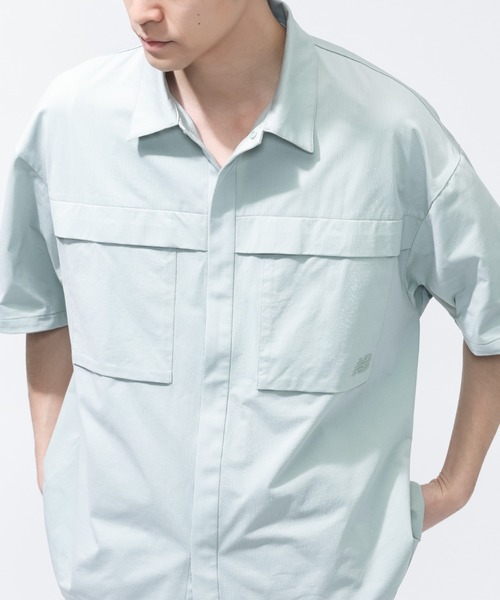 NEW BALANCE(ニューバランス)の「【別注】ニューバランス New Balance ショートスリーブメッシュニットシャツ 限定コラボ(Tシャツ/カットソー・メンズ・ダークグリーン/グレー/ブラック・S/M/L/LL)」の3枚目の写真