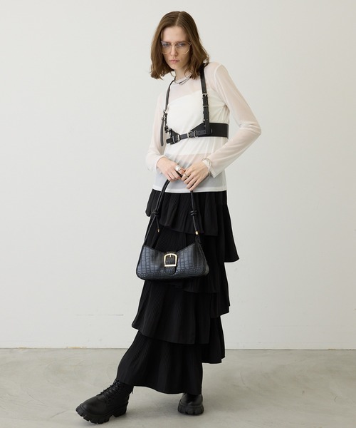 uyu.（ウユ）の「【モードなアクセント】ハーネスレイヤードベルト（ベルト・レディース・ブラック・FREE）」の2枚目の写真