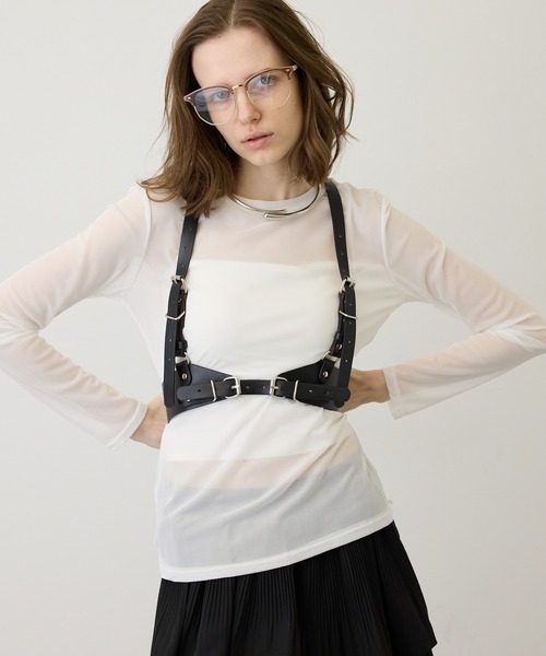 uyu.（ウユ）の「【モードなアクセント】ハーネスレイヤードベルト（ベルト・レディース・ブラック・FREE）」の6枚目の写真