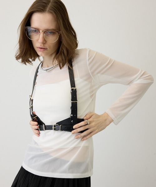 uyu.（ウユ）の「【モードなアクセント】ハーネスレイヤードベルト（ベルト・レディース・ブラック・FREE）」の5枚目の写真