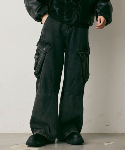 Shoowtime(ショウタイム)の「Vintage Wide Cargo Denim Pants / ビンテージワイドカーゴデニムパンツ(デニムパンツ・メンズ・ブラック系・X-LARGE/LARGE/MEDIUM)」の15枚目の写真