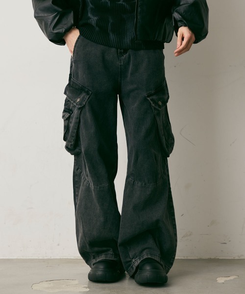 Shoowtime(ショウタイム)の「Vintage Wide Cargo Denim Pants / ビンテージワイドカーゴデニムパンツ(デニムパンツ・メンズ・ブラック系・X-LARGE/LARGE/MEDIUM)」の16枚目の写真