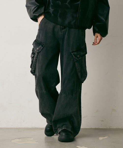 Shoowtime(ショウタイム)の「Vintage Wide Cargo Denim Pants / ビンテージワイドカーゴデニムパンツ(デニムパンツ・メンズ・ブラック系・X-LARGE/LARGE/MEDIUM)」の18枚目の写真
