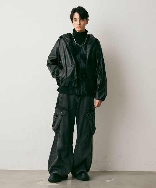 Shoowtime(ショウタイム)の「Vintage Wide Cargo Denim Pants / ビンテージワイドカーゴデニムパンツ(デニムパンツ・メンズ・ブラック系・X-LARGE/LARGE/MEDIUM)」の7枚目の写真