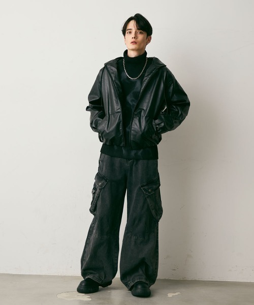 Shoowtime(ショウタイム)の「Vintage Wide Cargo Denim Pants / ビンテージワイドカーゴデニムパンツ(デニムパンツ・メンズ・ブラック系・X-LARGE/LARGE/MEDIUM)」の8枚目の写真