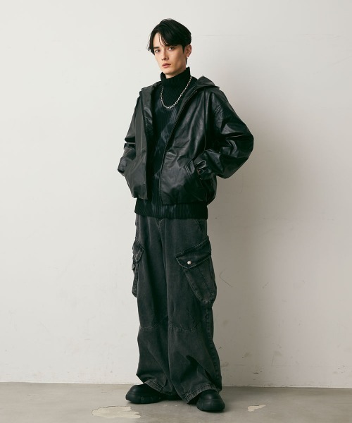 Shoowtime(ショウタイム)の「Vintage Wide Cargo Denim Pants / ビンテージワイドカーゴデニムパンツ(デニムパンツ・メンズ・ブラック系・X-LARGE/LARGE/MEDIUM)」の9枚目の写真