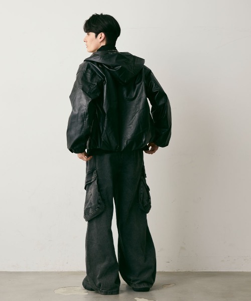 Shoowtime(ショウタイム)の「Vintage Wide Cargo Denim Pants / ビンテージワイドカーゴデニムパンツ(デニムパンツ・メンズ・ブラック系・X-LARGE/LARGE/MEDIUM)」の12枚目の写真