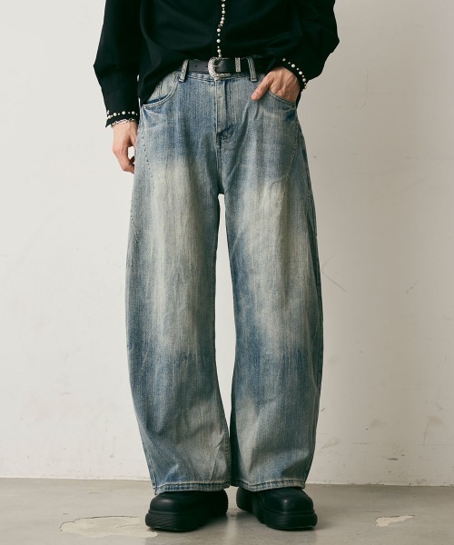 Shoowtime(ショウタイム)の「Vintage Wash Curve Denim Pants / ビンテージウォッシュカーブデニムパンツ(デニムパンツ・メンズ・ブルー/グレー/ブラック・X-LARGE/LARGE/MEDIUM)」の3枚目の写真