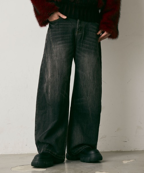 Shoowtime(ショウタイム)の「Vintage Wash Curve Denim Pants / ビンテージウォッシュカーブデニムパンツ(デニムパンツ・メンズ・ブルー/グレー/ブラック・X-LARGE/LARGE/MEDIUM)」の12枚目の写真