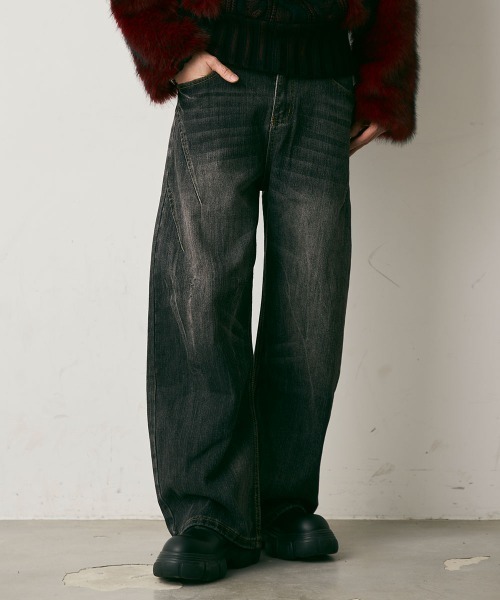 Shoowtime(ショウタイム)の「Vintage Wash Curve Denim Pants / ビンテージウォッシュカーブデニムパンツ(デニムパンツ・メンズ・ブルー/グレー/ブラック・X-LARGE/LARGE/MEDIUM)」の13枚目の写真