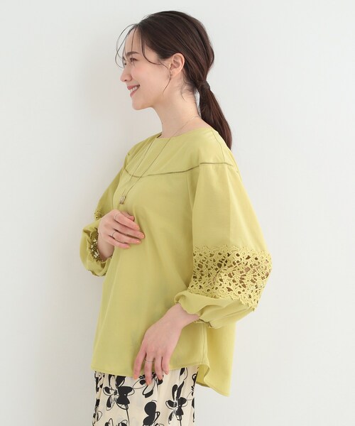 SHOO・LA・RUE(シューラルー)の「【洗濯機可/7分袖】インせず着られる 透かし編み柄が上品な レース切替シャツ(シャツ/ブラウス・レディース・オフホワイト/ブラック/イエロー系その他・01/02/03/04)」の13枚目の写真