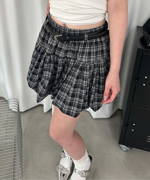 sedacle girl(セダクルガール)の「チェックバルーンスカート(スカート・レディース・チャコールグレー・FREE)」の4枚目の写真