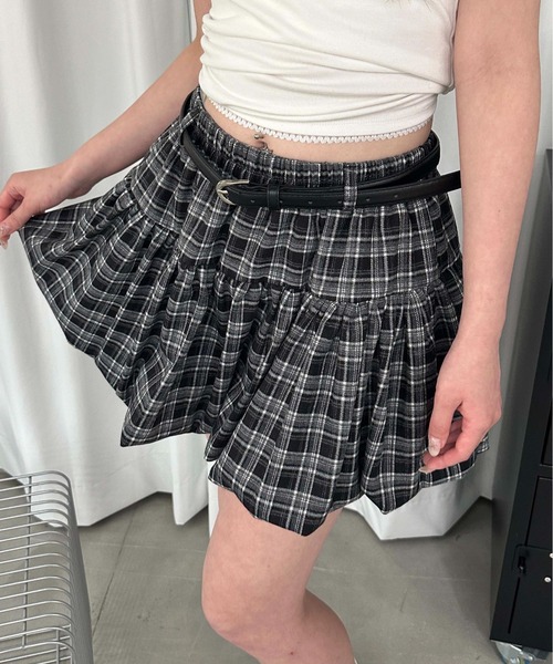 sedacle girl(セダクルガール)の「チェックバルーンスカート(スカート・レディース・チャコールグレー・FREE)」の2枚目の写真
