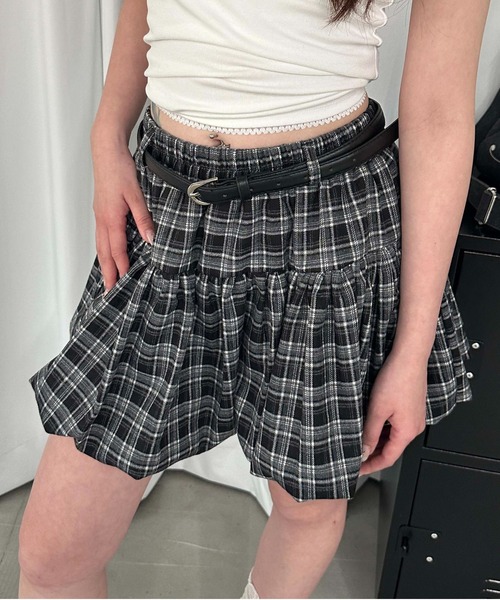 sedacle girl(セダクルガール)の「チェックバルーンスカート(スカート・レディース・チャコールグレー・FREE)」の3枚目の写真