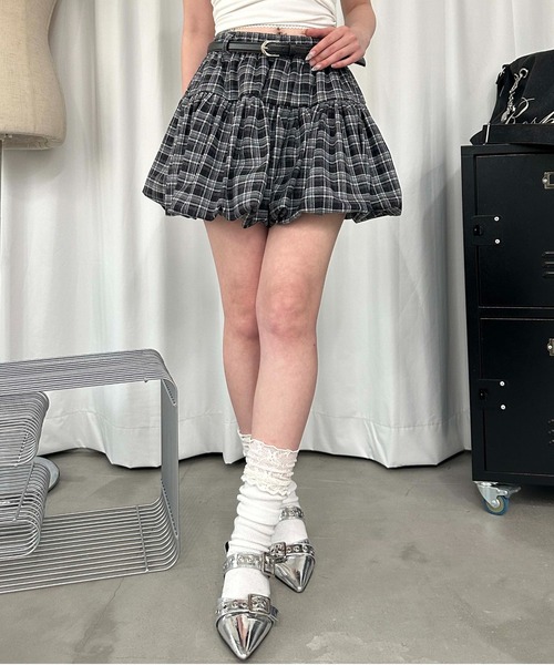 sedacle girl(セダクルガール)の「チェックバルーンスカート(スカート・レディース・チャコールグレー・FREE)」の5枚目の写真