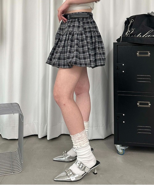 sedacle girl(セダクルガール)の「チェックバルーンスカート(スカート・レディース・チャコールグレー・FREE)」の6枚目の写真