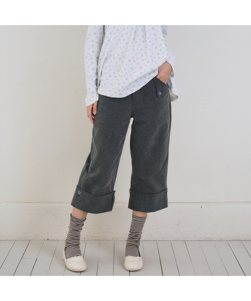 Fold Pocket Capri Pants, Charcoal