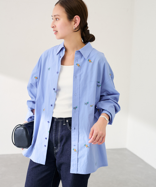 JANE SMITH/ジェーンスミス flower embroidery regular col（シャツ