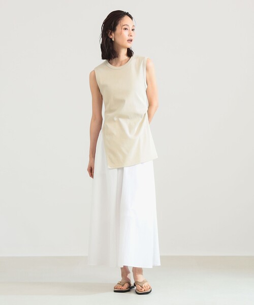 Demi-Luxe BEAMS（デミルクス ビームス）の「スリット ノースリーブ チュニック（Tシャツ/カットソー・レディース・ブラック/ホワイト系その他6・ONE SIZE）」の6枚目の写真