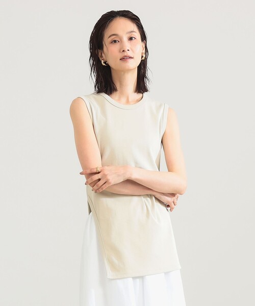 Demi-Luxe BEAMS（デミルクス ビームス）の「スリット ノースリーブ チュニック（Tシャツ/カットソー・レディース・ブラック/ホワイト系その他6・ONE SIZE）」の9枚目の写真