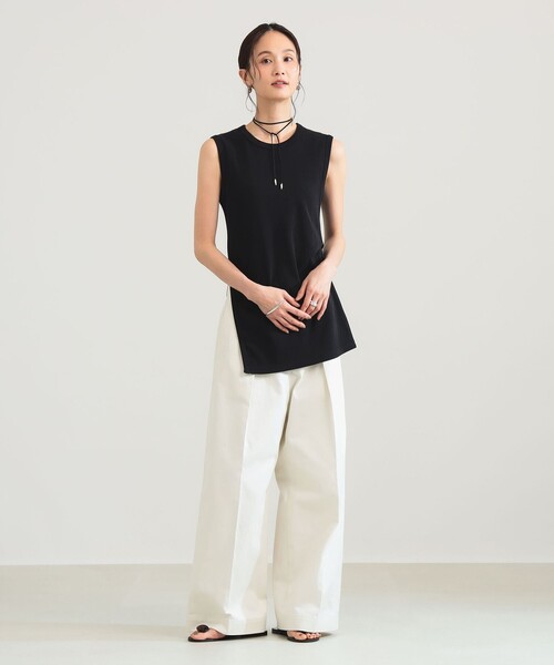 Demi-Luxe BEAMS（デミルクス ビームス）の「スリット ノースリーブ チュニック（Tシャツ/カットソー・レディース・ブラック/ホワイト系その他6・ONE SIZE）」の10枚目の写真