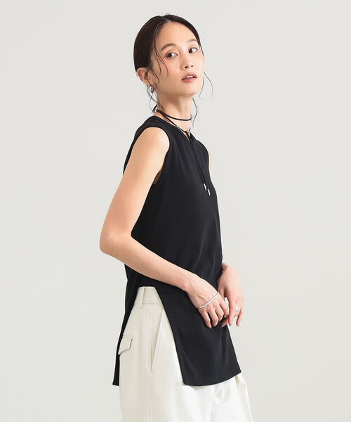 Demi-Luxe BEAMS（デミルクス ビームス）の「スリット ノースリーブ チュニック（Tシャツ/カットソー・レディース・ブラック/ホワイト系その他6・ONE SIZE）」の14枚目の写真