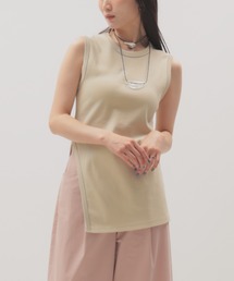 Demi-Luxe BEAMS | 【8/6値下げ】スリット ノースリーブ チュニック［接触冷感］(Tシャツ/カットソー)